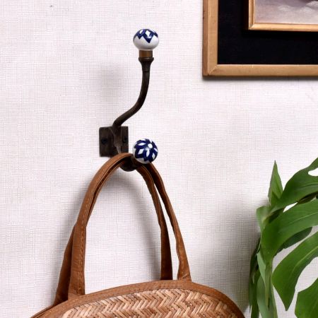 Navy Blue Floral Iron Hooks-EHG-61